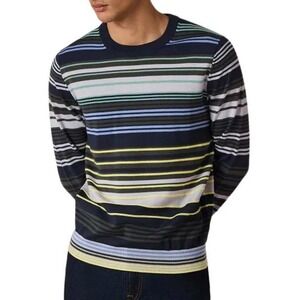 PS Paul Smith Navy Multi Stripe Merino Wool Sweater Crewneck Size Large